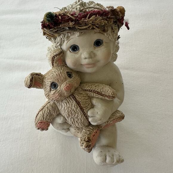 Dreamsicles 10367 Love My Bunny Figurine by Kristin 1997 Cast Art Angel Wings - Picture 1 of 5